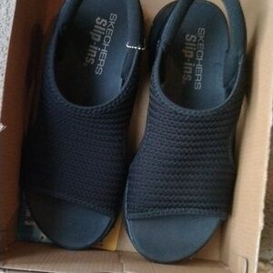 Black Sketchers Slipins Sandles